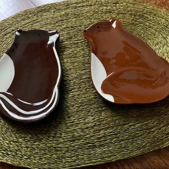 Woodland Animal Trinket Dishes, Set of 2 Ceramic Animal - Picture 2 of 9